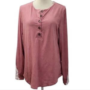 SHEIN Mauve Long Sleeve Button-Up Top
